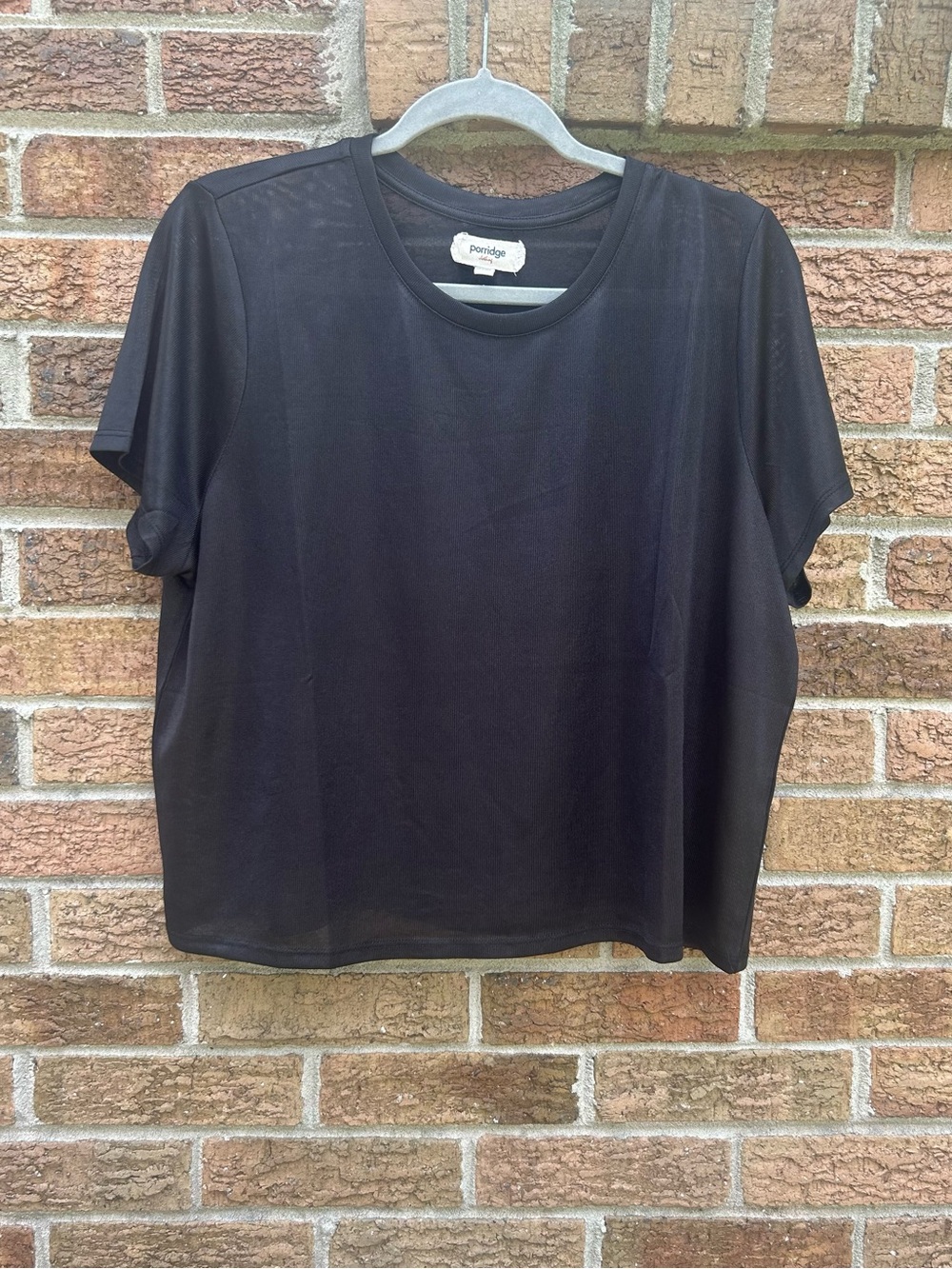 Porridge Black Short-Sleeve see through Blouse size XL goth style